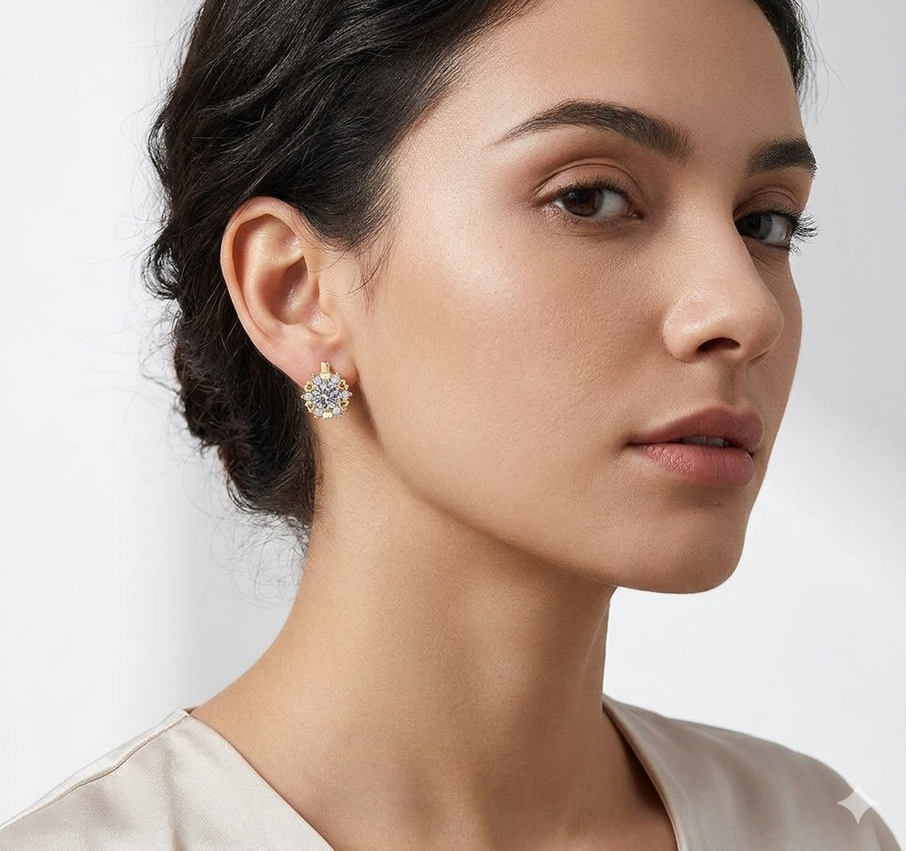 Gold Plated Ear Rings with American Diamonds