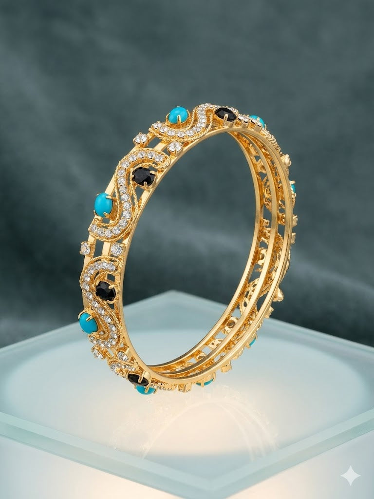 Bangle, Gold Plated with Zircon