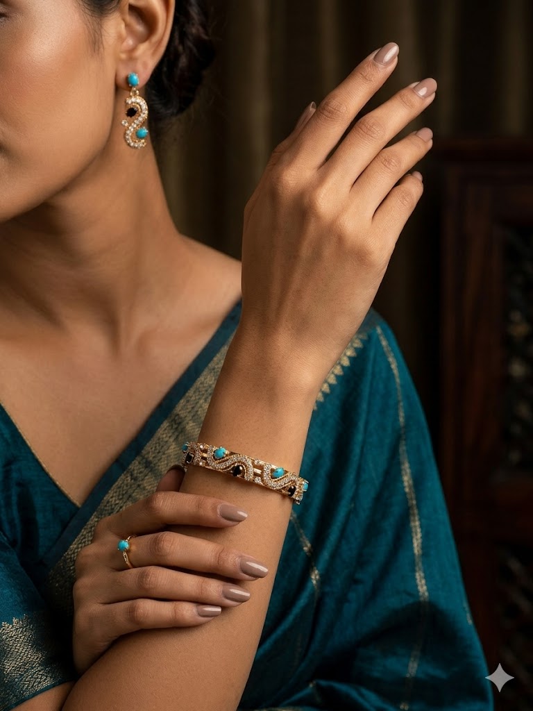 Bangle, Gold Plated with Zircon