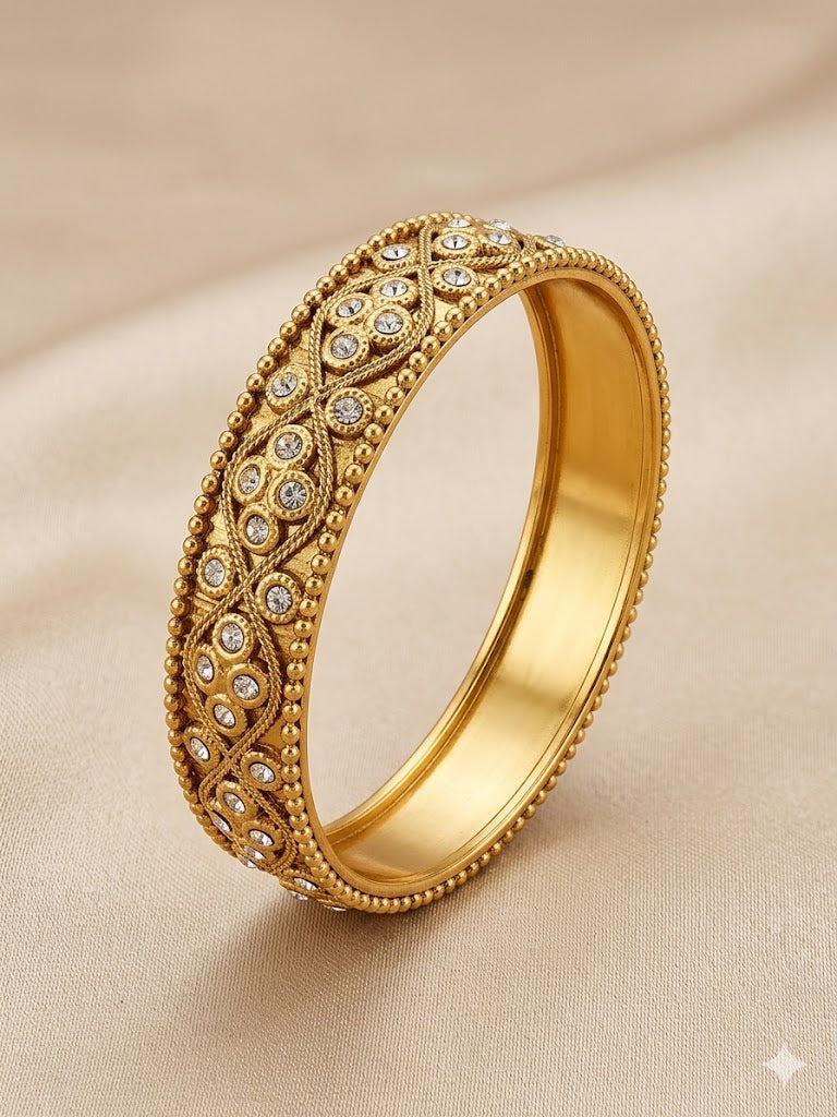 Bangle, Silver Plated with Zircon