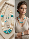 Long Mala Set - Pearls & Feroza