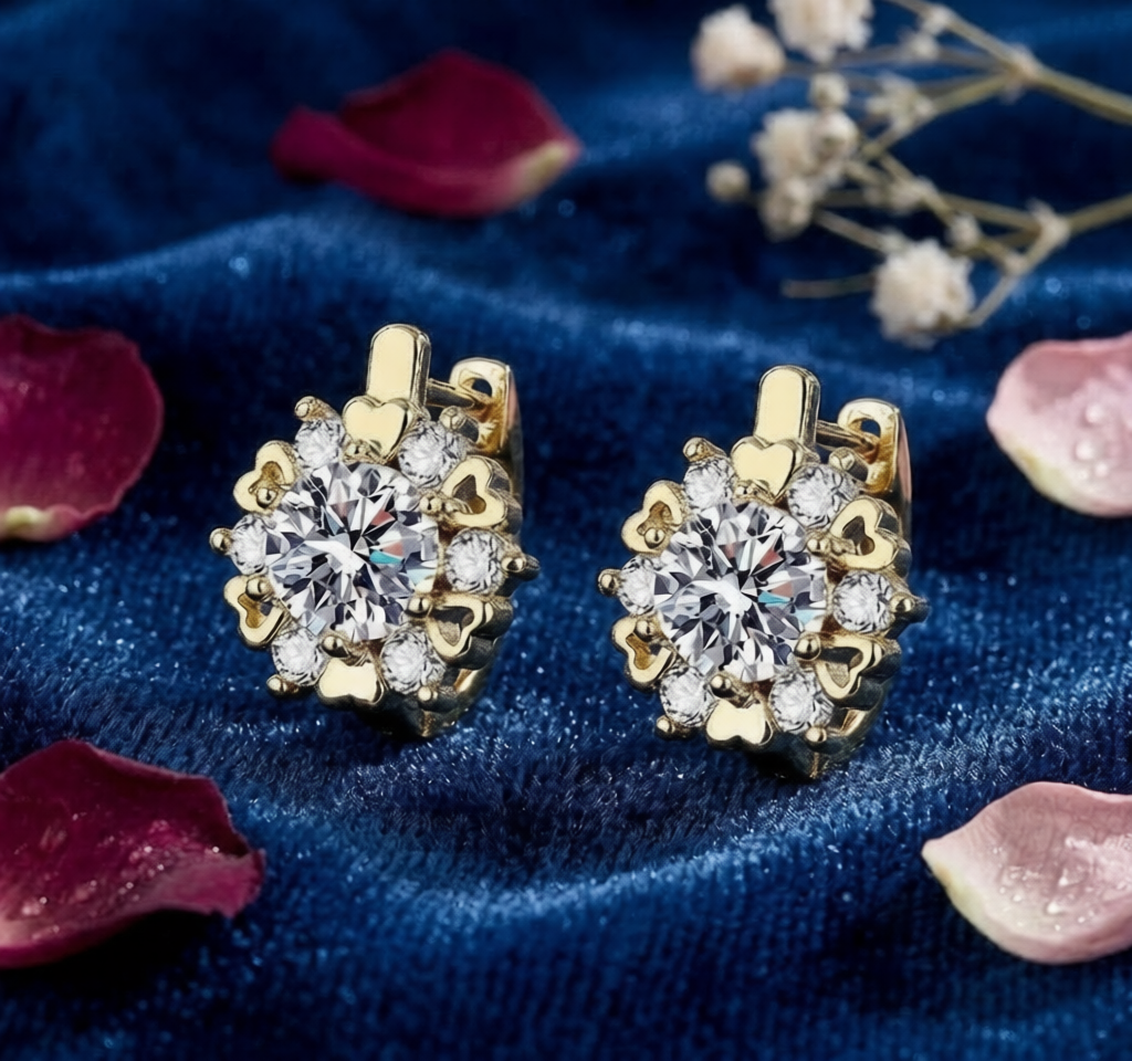 Gold Plated Ear Rings with American Diamonds