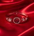 HAND CUFF, STAINLESS STEEL, SILVER PLATED WITH AMERICAN DIAMOND