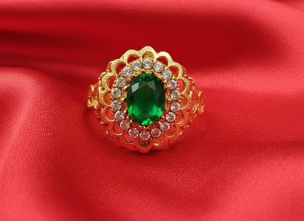 GOLD PLATED RING WITH ZARCON