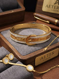 CARTIER DESIGN, GOLD PLATED WITH AMERICAN DIAMOND HAND CUFF