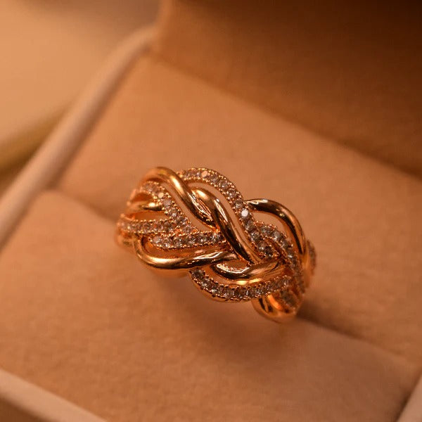 Dazzling Design 24K Gold Plated Crystal Stones Ring Adjustable