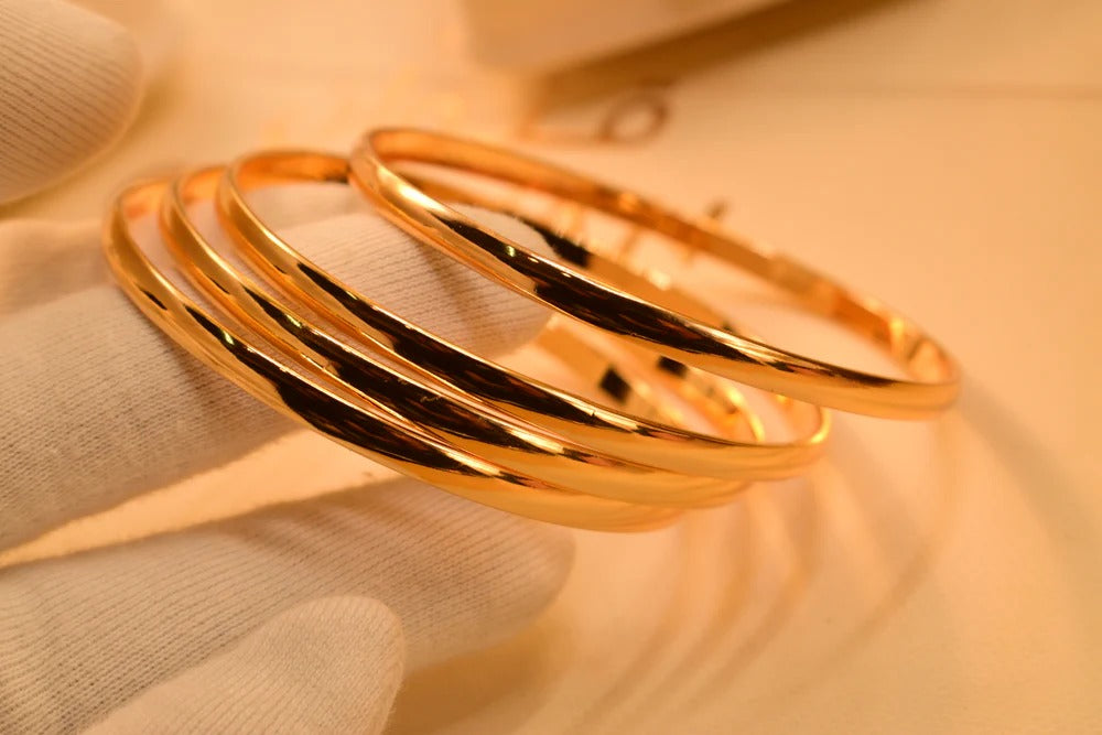 Fancy 24K Gold Plated 4pc Bangles Set  Size