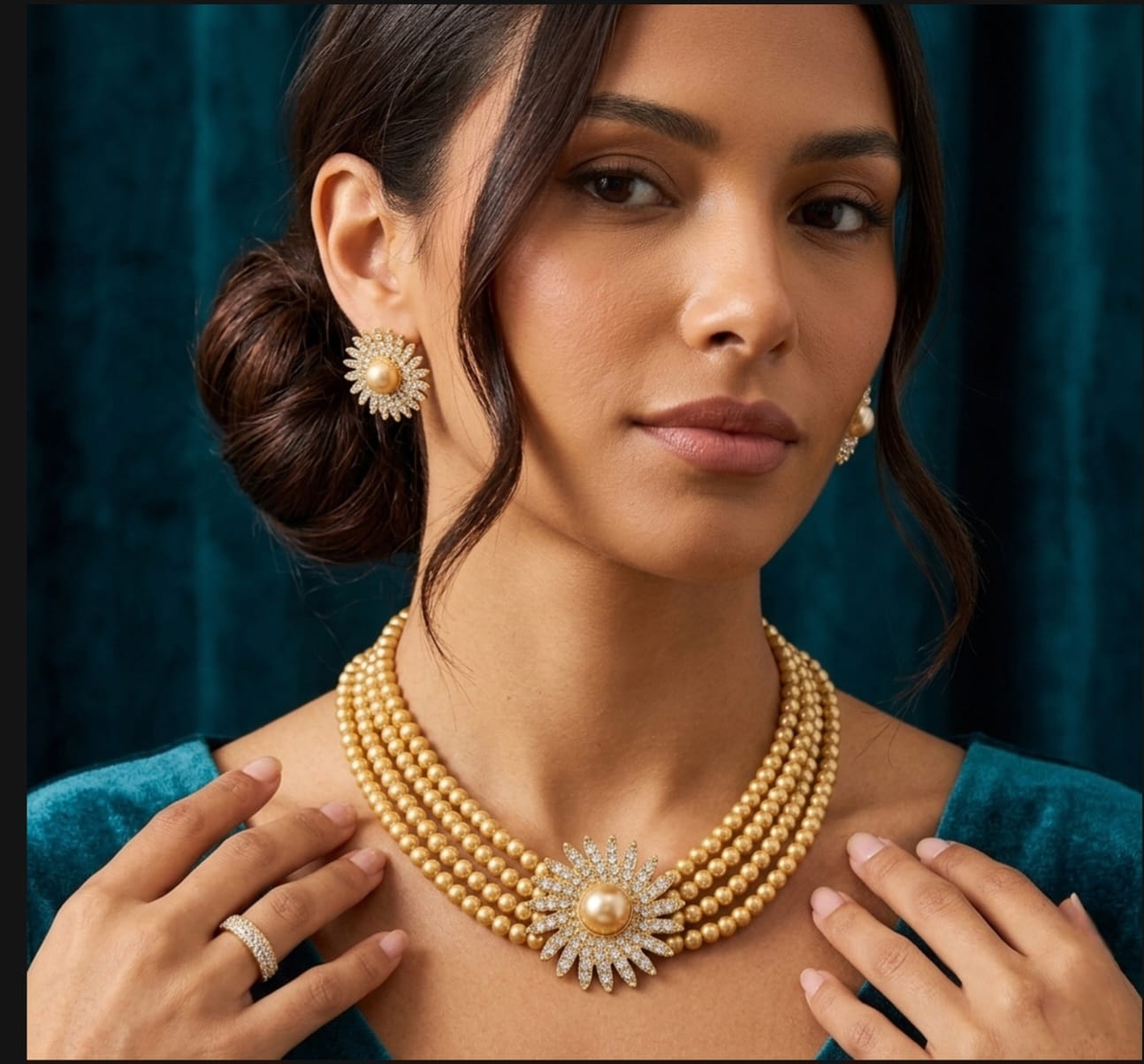 GOLDEN PEARL NECKLE SET