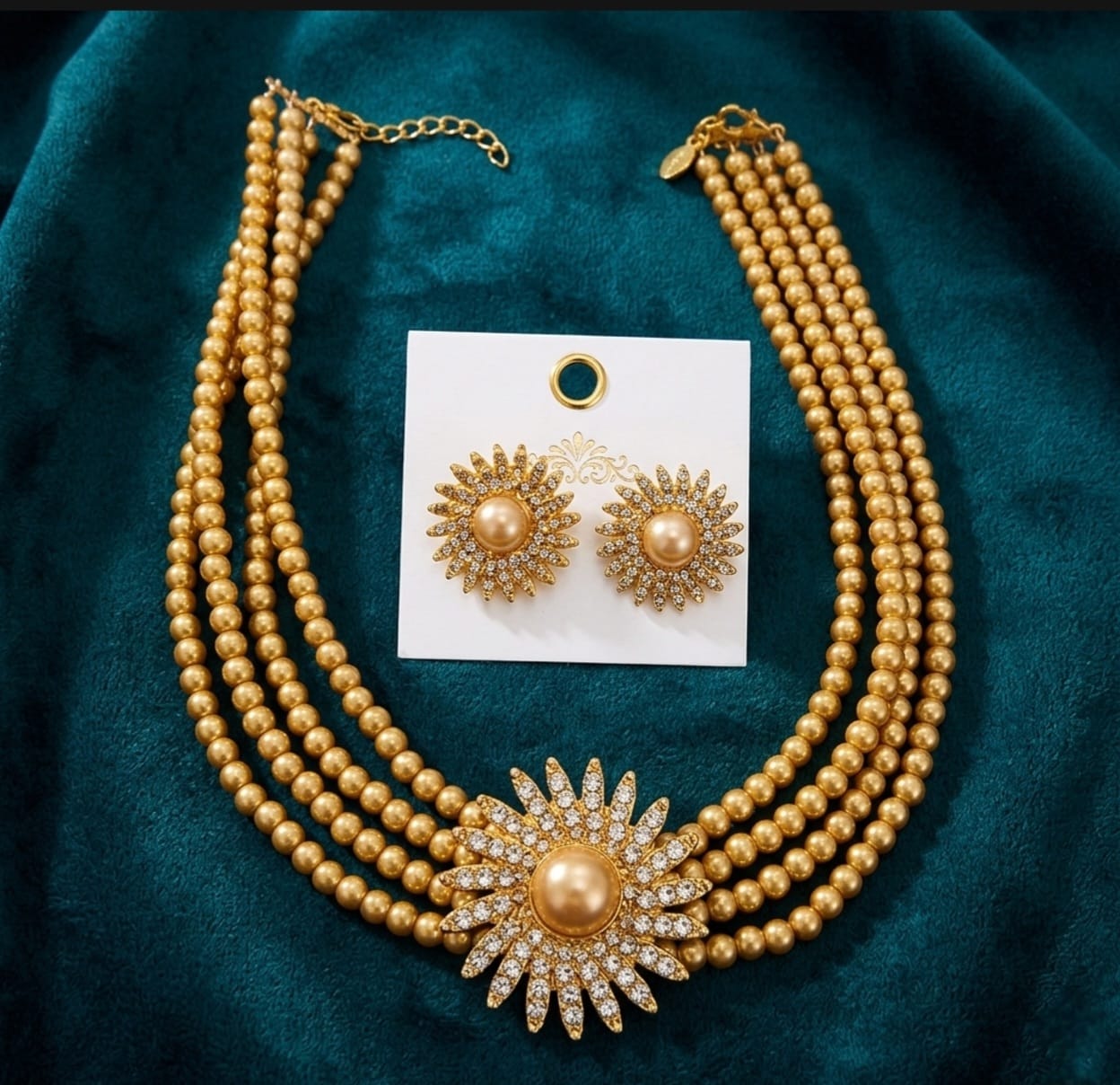 GOLDEN PEARL NECKLE SET
