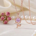Pink Flower Rose Gold - Necklace