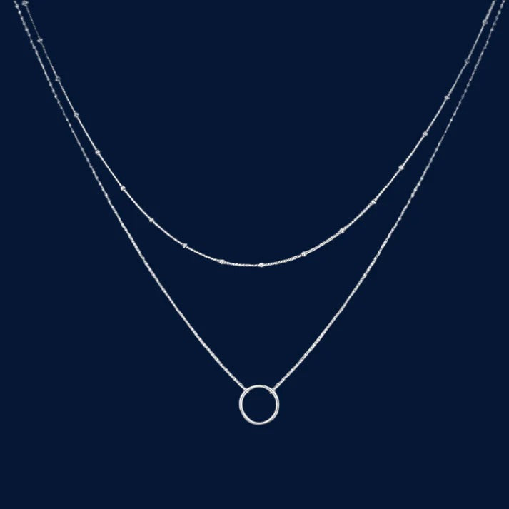 Silver Circle Double Layer - Necklace