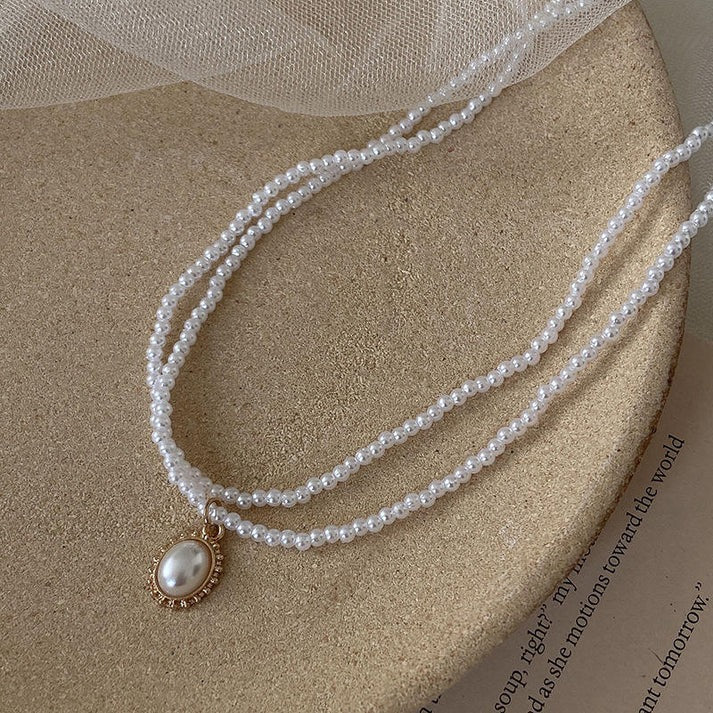 Double Layer Pearls - Necklace × 1