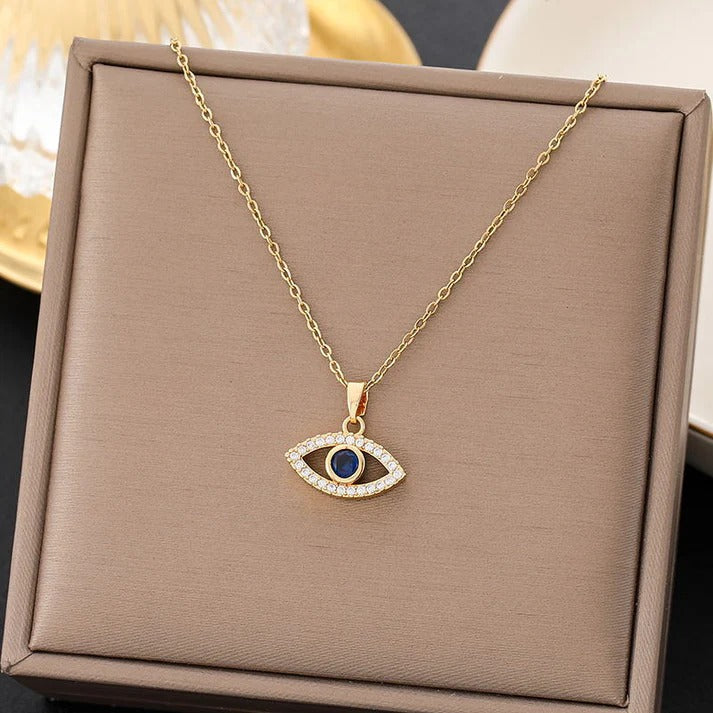 Evil Eye Navy Blue Stone - Necklace × 1