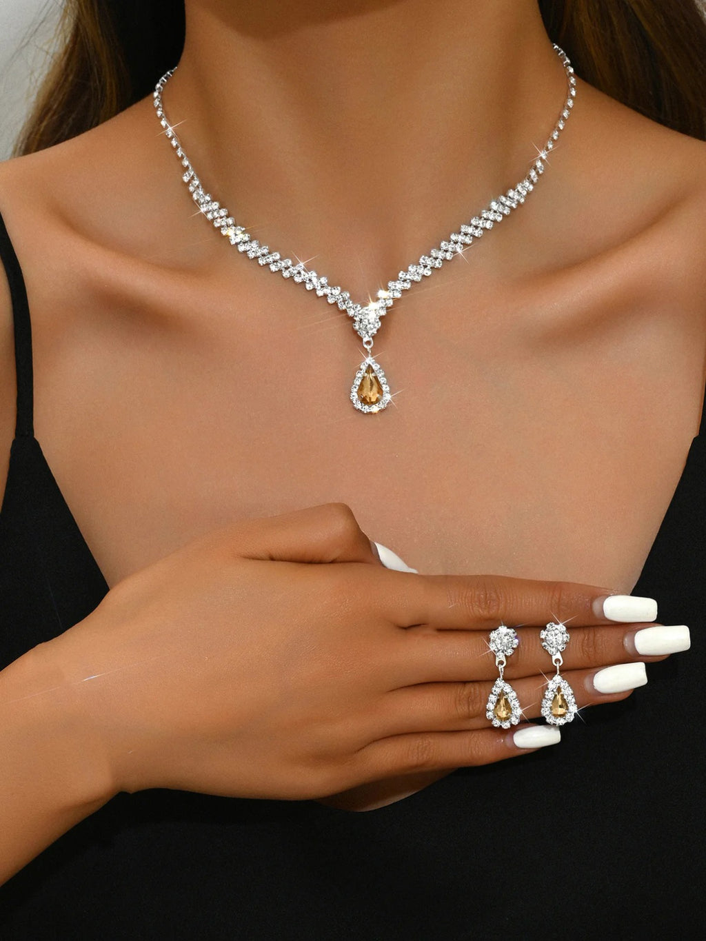 Champagne Luxury Diamonds Silver - Jewellery Set