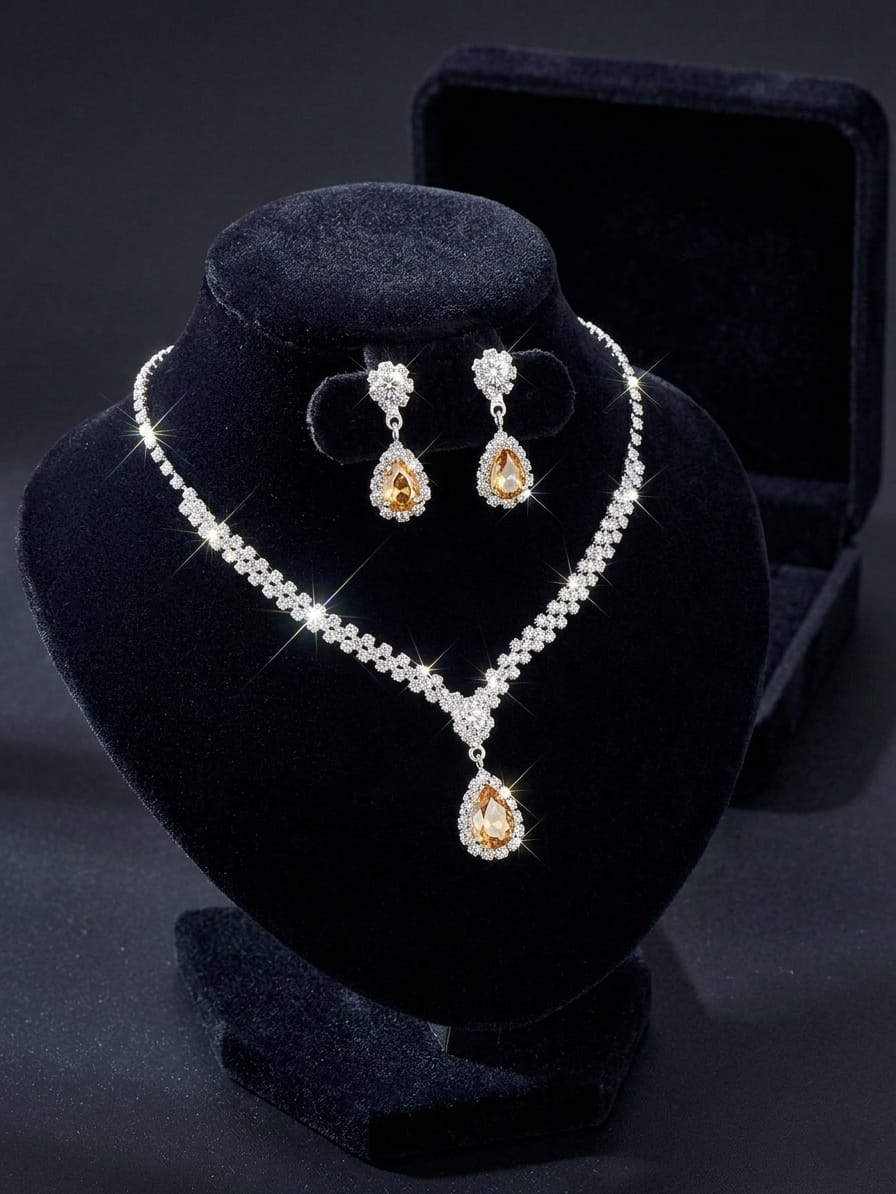 Champagne Luxury Diamonds Silver - Jewellery Set