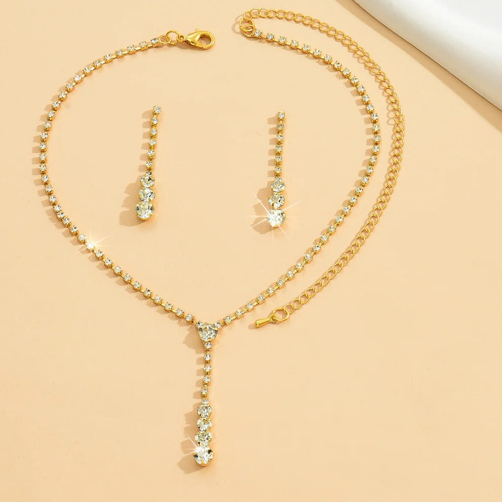White Crystal Dimond's Gold - Jewellery Set