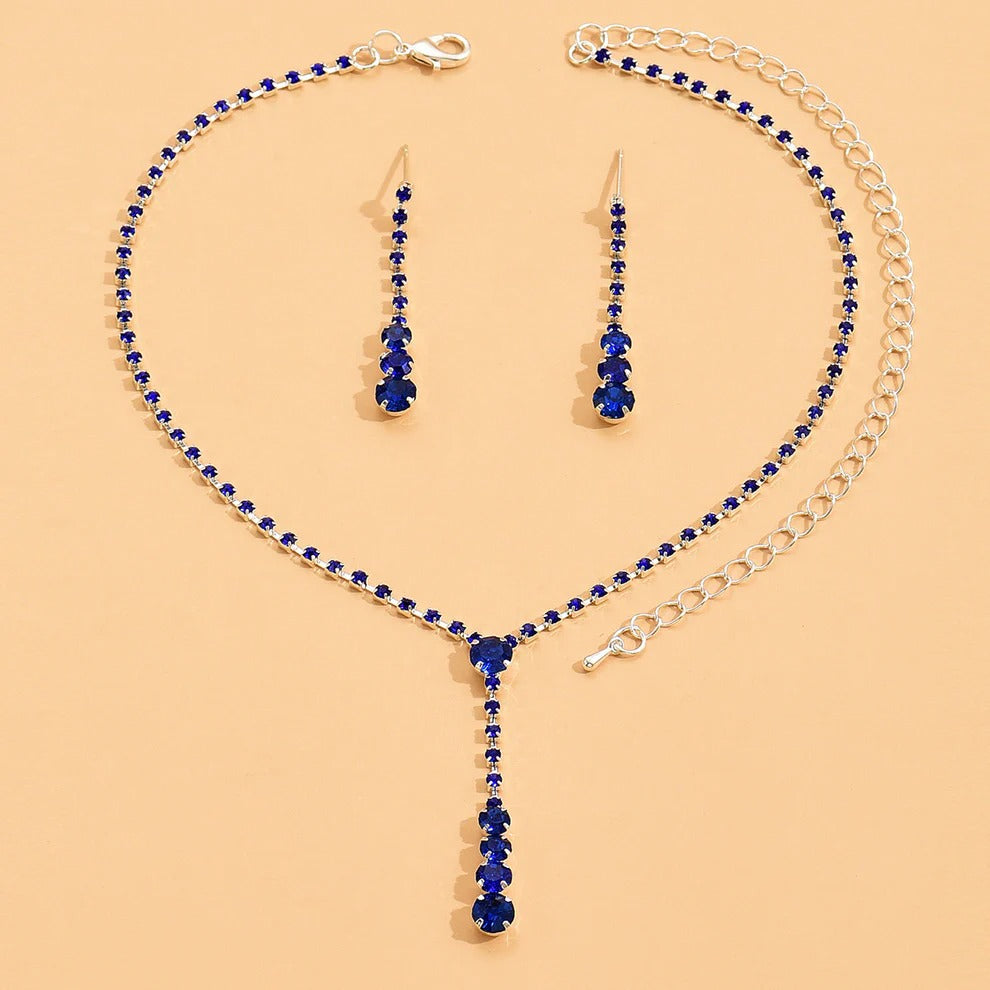 Blue Crystal Dimond's Silver - Jewellry Set