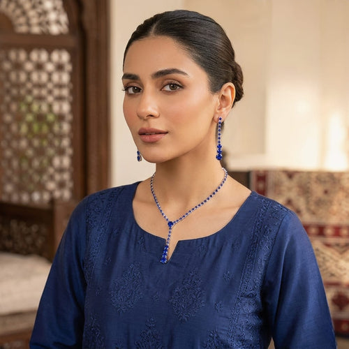 Blue Crystal Dimond's Silver - Jewellry Set