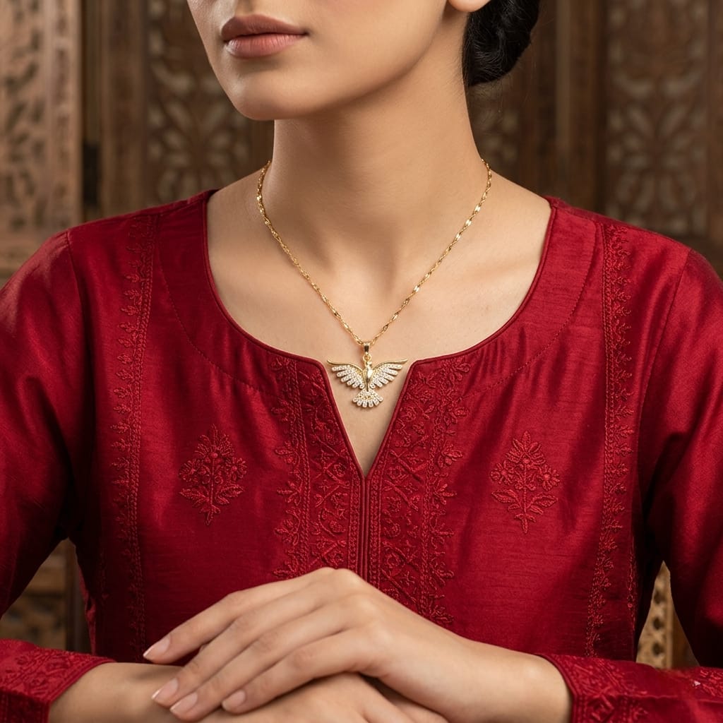 Phoenix Bird Diamonds Gold - Necklace