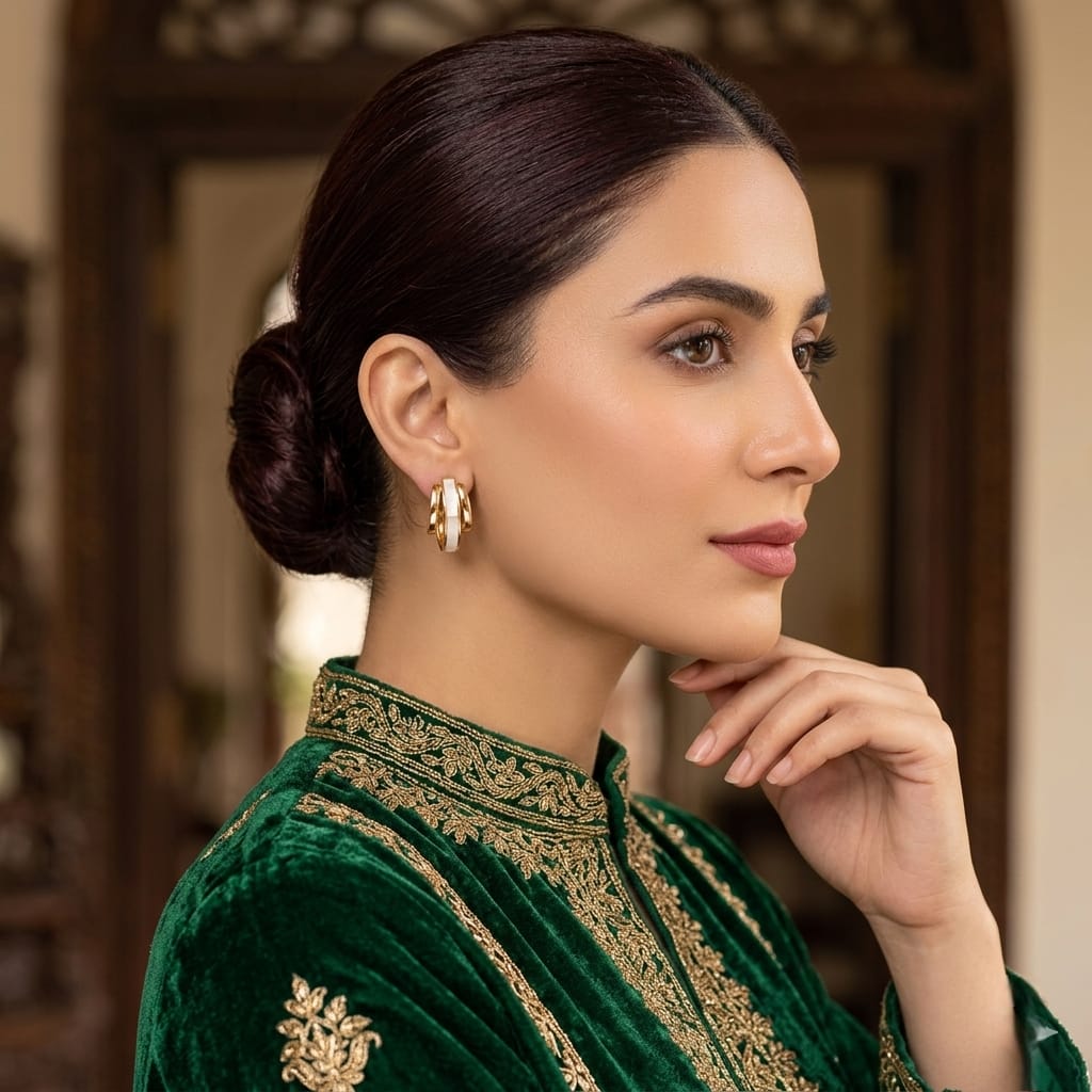 White Pastel Gold Glam - Earring
