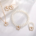 White Butterfly & Beaded Pearls - Jewellry Set × 1