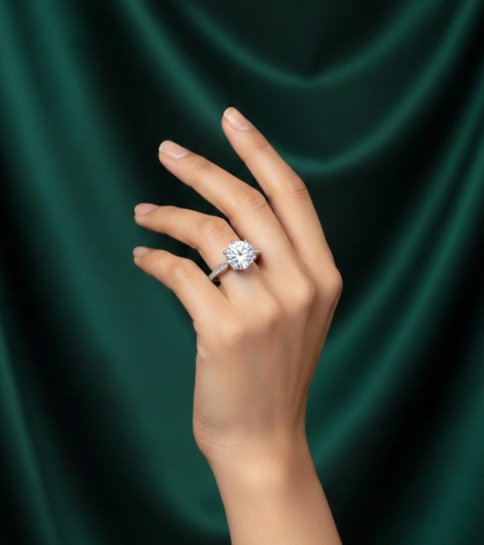 Imported Silver Plated, American Diamond, Adjustable Ring