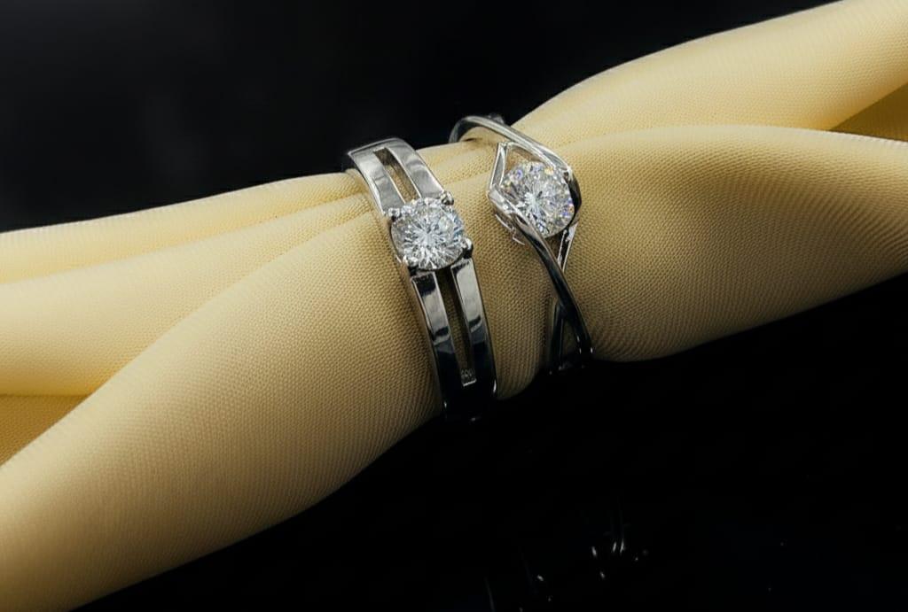 Heart Couple Rings Adjustable, Silver Plated