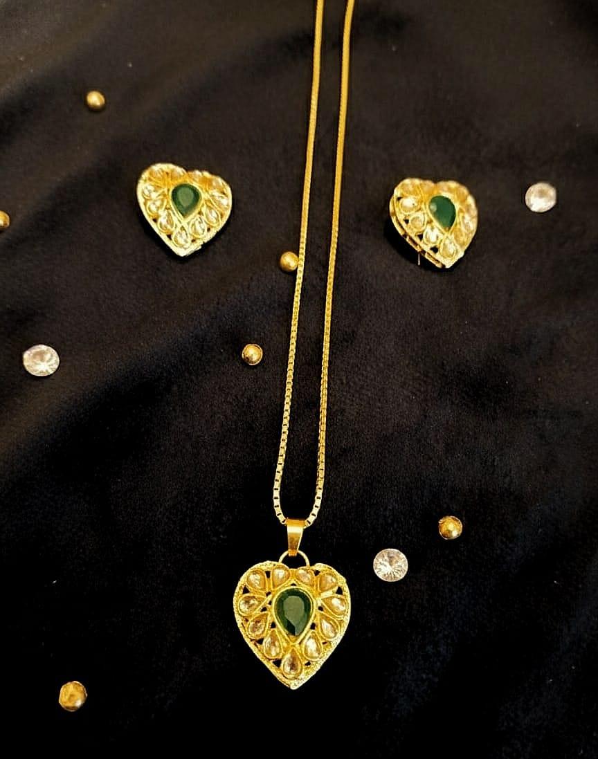 Heart Drop Pedant Set – Gold Plated