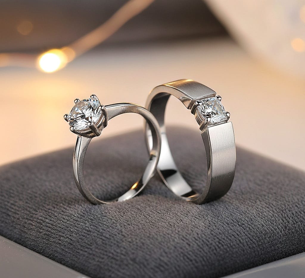 High Quality Silver/Rhodium Plated Adjustable Couple Ring